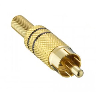 Lumberg Gold Plated Straight Male RCA Plug, Black and Gold Housing, 24V DC, 5A Current, Model 1573 01 V BLACK