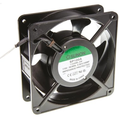 Sunon AC Ball Bearing Axial Fan 120 mm Square Frame 115V AC 20W 199 m³/h 3150 RPM SP100A/1123XBL.GN