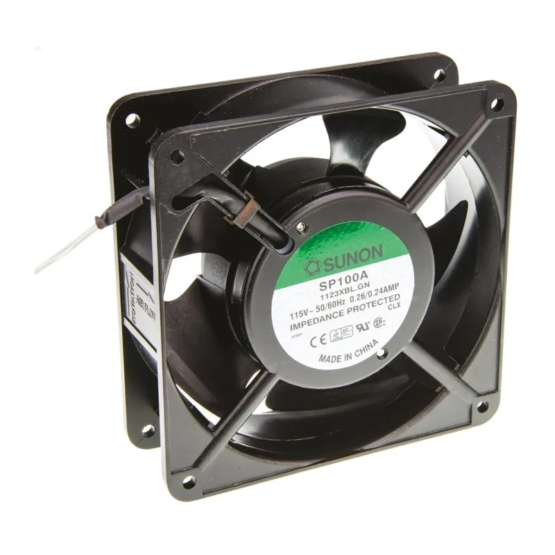 Sunon AC Ball Bearing Axial Fan 120 mm Square Frame 115V AC 20W 199 m³/h 3150 RPM SP100A/1123XBL.GN