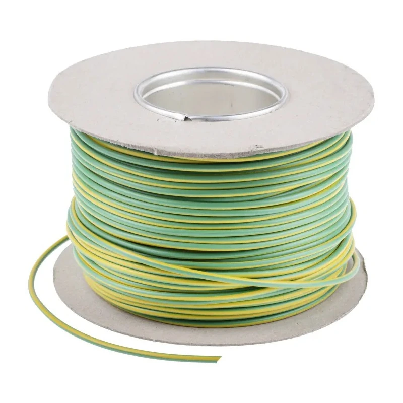 RS PRO Green, Yellow 2.5 mm² Hook Up Wire, 13 AWG, 50/0.25 mm Core Strands, 100 m Length, Polyvinyl Chloride Jacket 544-1793