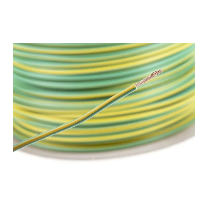RS PRO Green, Yellow 2.5 mm² Hook Up Wire, 13 AWG, 50/0.25 mm Core Strands, 100 m Length, Polyvinyl Chloride Jacket 544-1793