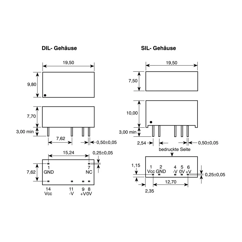 Murata Power Solutions DC/DC Converter Dual Output 124V 83mA 15V 67mA 2W Through Hole DIP Package NMH1212SC