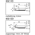 Ersa 14 mm Hoof Tip 50 mm Length Soldering Iron Tip for Power Tool 0832GDLF