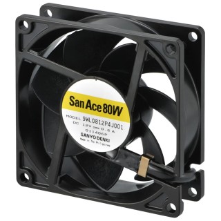 Sanyo Denki San Ace 9WL Series Axial Fan 12V DC 7.2W Power 124.2 m³/h Airflow IP68 Waterproof 80mm x 80mm x 25.2mm 