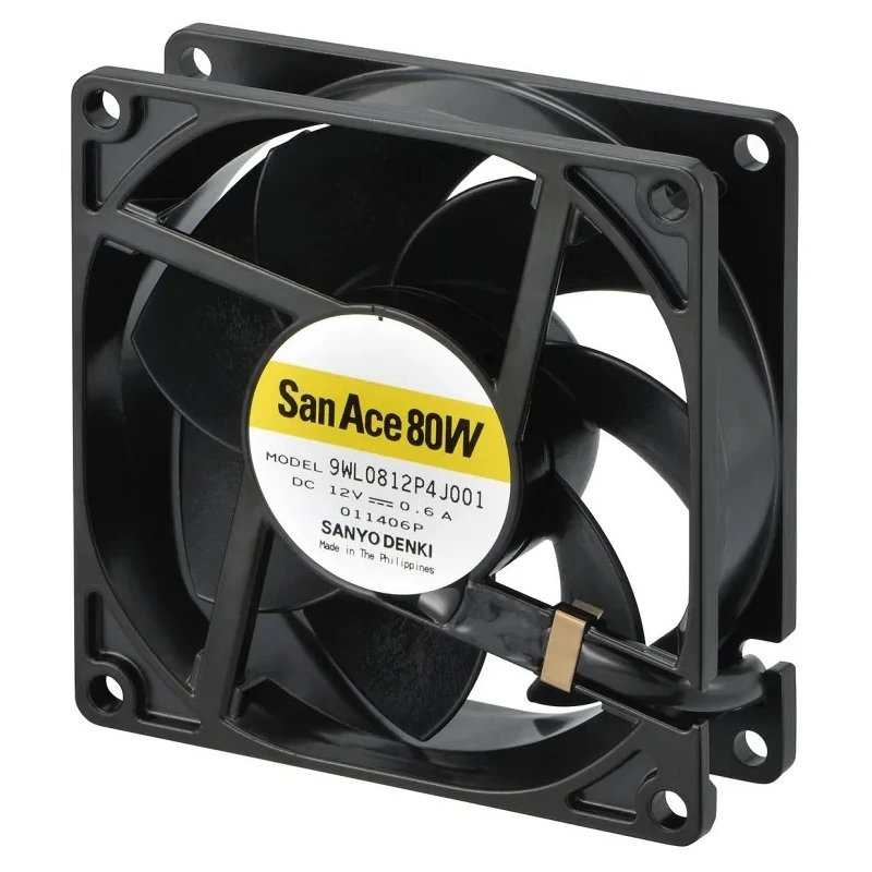 Sanyo Denki San Ace 9WL Series Axial Fan 12V DC 7.2W Power 124.2 m³/h Airflow IP68 Waterproof 80mm x 80mm x 25.2mm 