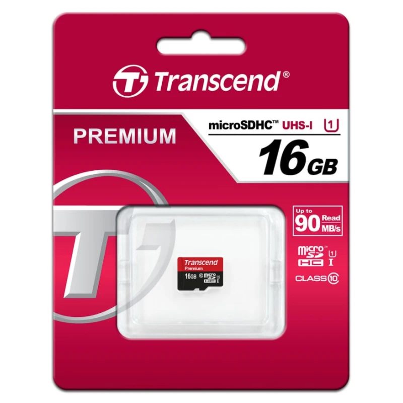Transcend 16 GB MicroSDHC Memory Card Class 10 UHS-I U1 with Adapter TS16GUSDCU1