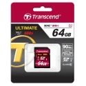 Transcend Ultimate 64 GB SDXC SD Card, UHS 1 U1, Class 10, MLC NAND, 600x Speed Rating TS64GSDXC10U1
