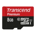 Transcend 8 GB MicroSDHC microSD Memory Card UHS 1 U1 Class 10 with SD Adapter TS8GUSDCU1