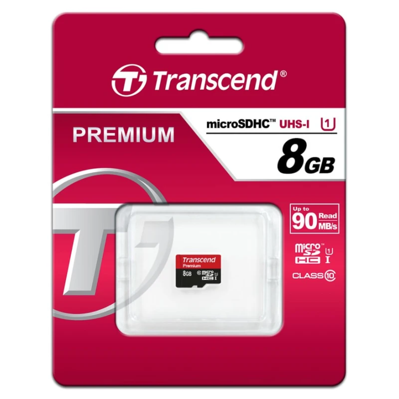 Transcend 8 GB MicroSDHC microSD Memory Card UHS 1 U1 Class 10 with SD Adapter TS8GUSDCU1