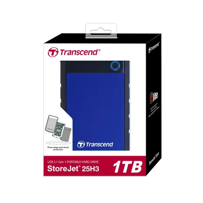 Transcend External Portable Hard Drive 2.5 in HDD 1TB USB 3.0 Industrial Grade TS1TSJ25H3B