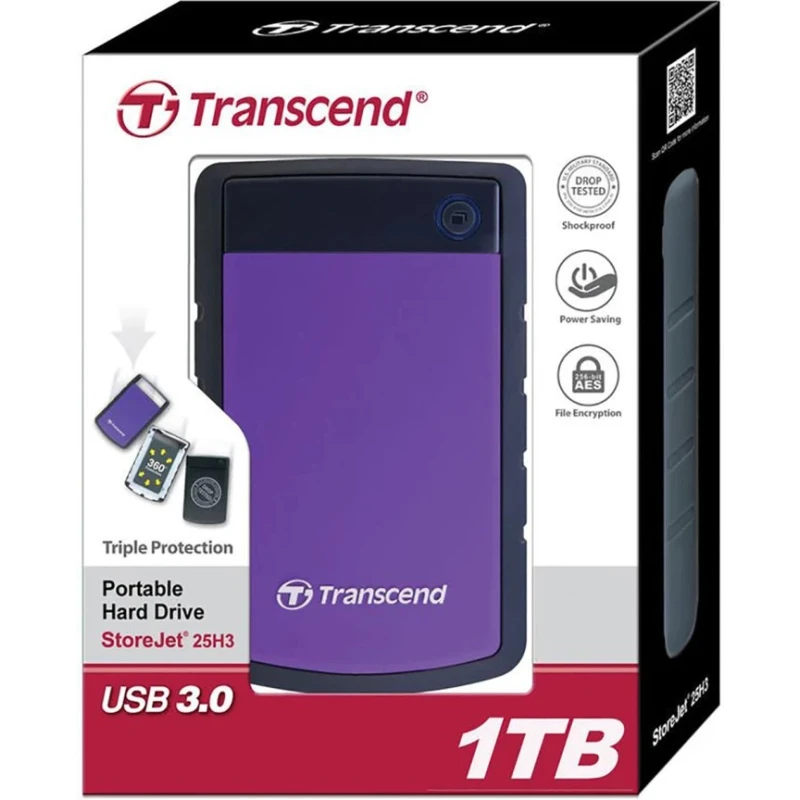 Transcend Portable External Hard Drive 2.5 in USB 3.0 Interface 1TB Industrial Grade TS1TSJ25H3P