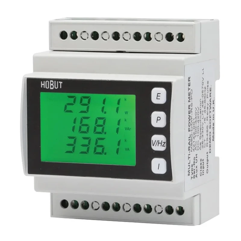 HOBUT 3 Phase Electronic LCD Energy Meter with Large Display, Programmable CT and VT Ratios M880-DMF-RS-PO