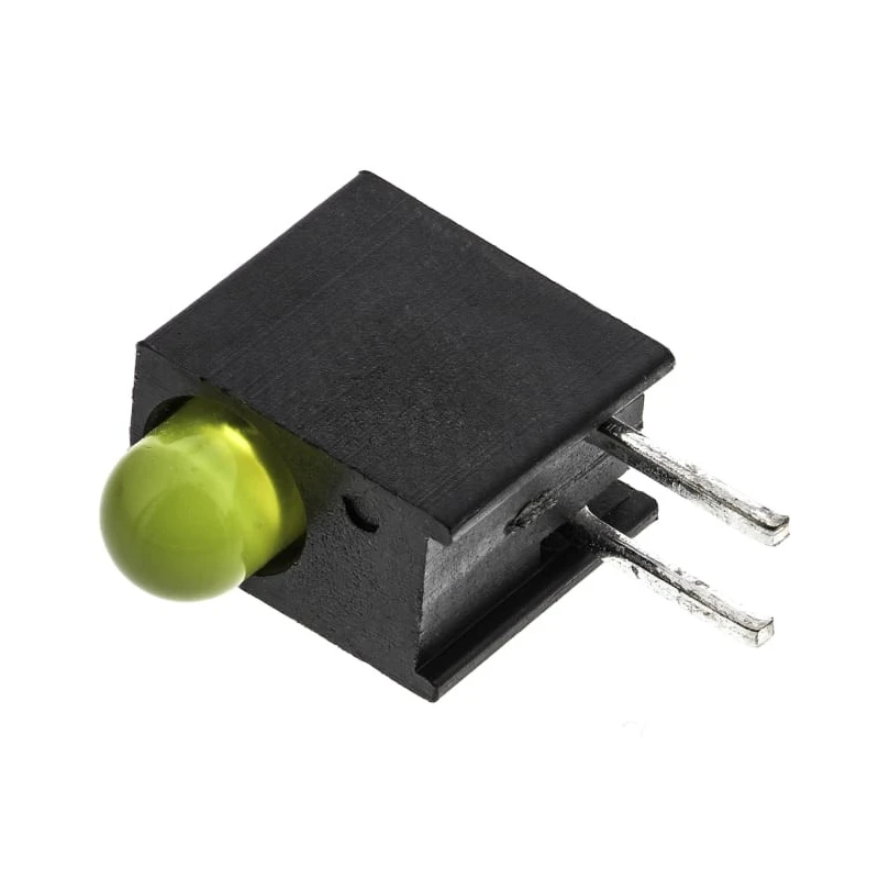 Dialight Yellow Right Angle PCB LED Indicator 5 mm (T-1 3/4), 1 LED 2.1 V Single Colour 551-0307F