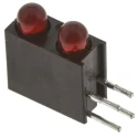 Dialight Red Right Angle PCB LED Indicator 5 mm (T-1 3/4), 2 LEDs, 3 V Single Colour 553-0111F