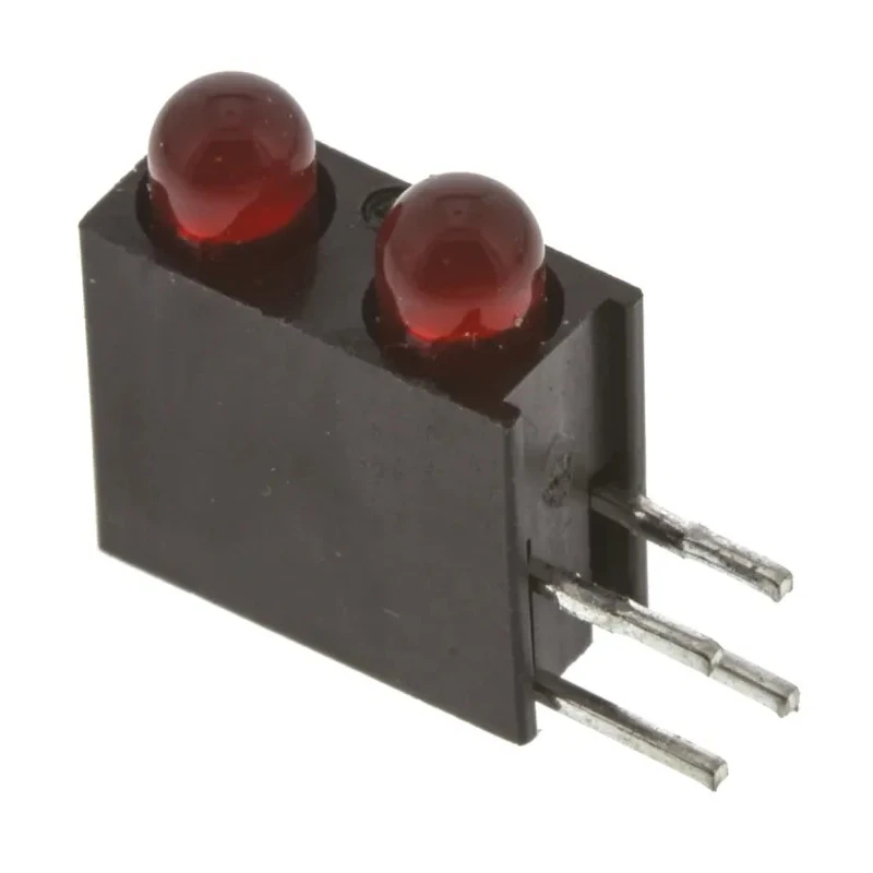 Dialight Red Right Angle PCB LED Indicator 5 mm (T-1 3/4), 2 LEDs, 3 V Single Colour 553-0111F