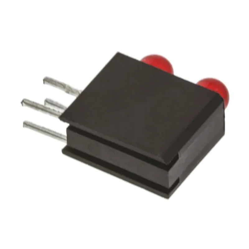 Dialight Red Right Angle PCB LED Indicator 5 mm (T-1 3/4), 2 LEDs, 3 V Single Colour 553-0111F