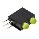 Dialight Yellow Right Angle PCB LED Indicator 5 mm (T-1 3/4), 2 LEDs 3 V Single Colour 553-0133F