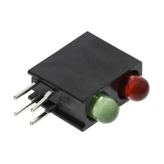 Dialight Green, Red Right Angle PCB LED Indicator 5 mm (T-1 3/4), 2 LEDs 2.2 V Multicolour 553-0212F