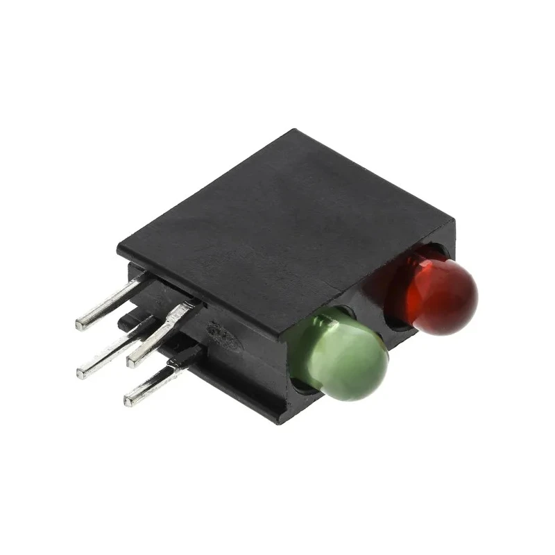 Dialight Green, Red Right Angle PCB LED Indicator 5 mm (T-1 3/4), 2 LEDs 2.2 V Multicolour 553-0212F