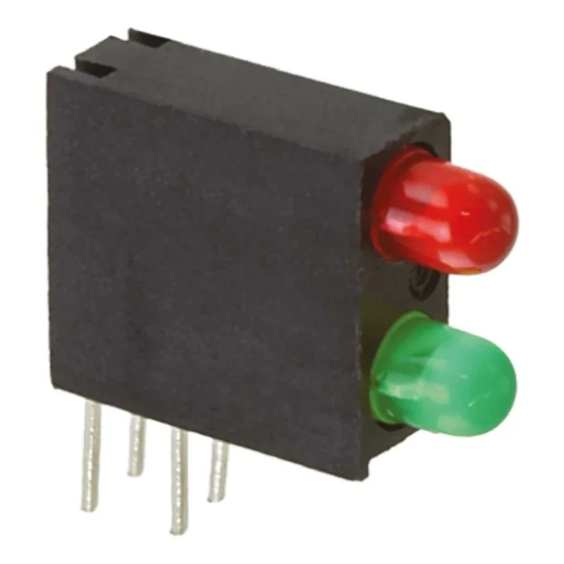 Dialight Green, Red Right Angle PCB LED Indicator 5 mm (T-1 3/4), 2 LEDs 20 V Multicolour 553-0312F