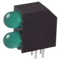 Dialight Green Right Angle PCB LED Indicator 5 mm (T-1 3/4), 2 LEDs 2.1 V Single Colour 552-0222F
