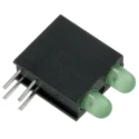 Dialight Green Right Angle PCB LED Indicator 5 mm (T-1 3/4), 2 LEDs, 2.2 V Single Colour 553-0222-200F