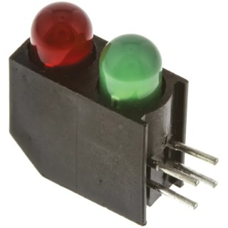 Dialight PCB LED Indicator Bi-Colour Green Red Right Angle 5 mm 2 LEDs 2.55 V 552-0212F