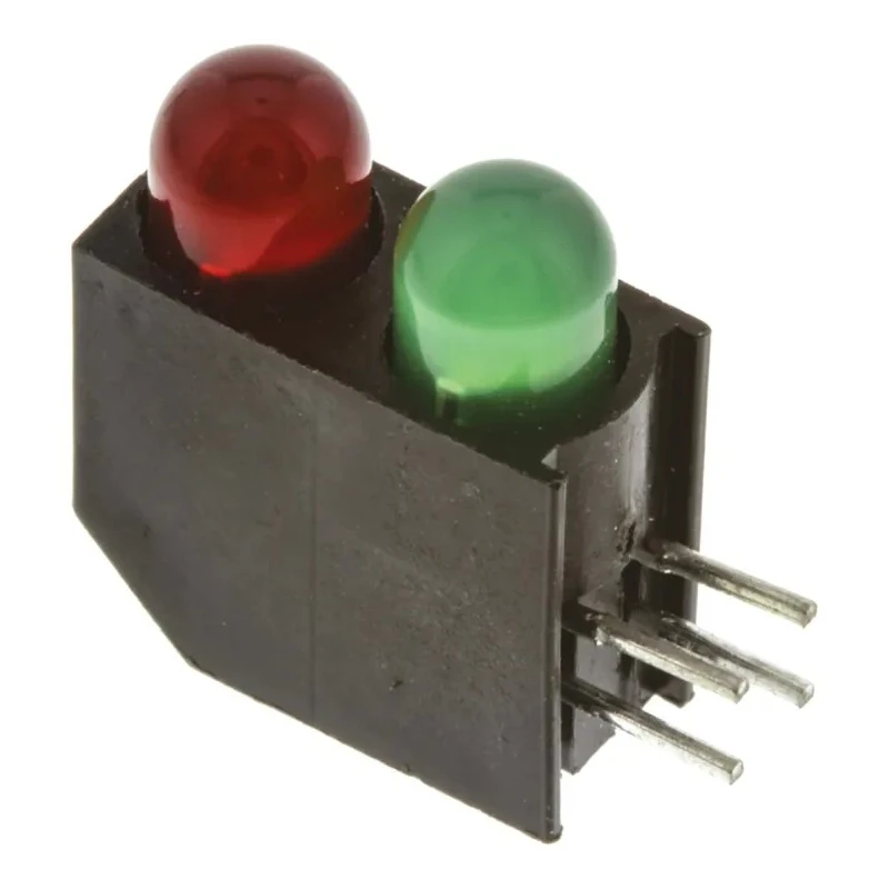 Dialight PCB LED Indicator Bi-Colour Green Red Right Angle 5 mm 2 LEDs 2.55 V 552-0212F