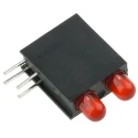 Dialight Red Right Angle PCB LED Indicator 5 mm (T-1 3/4), 2 LEDs 2.2 V Single Colour 553-0211-200F