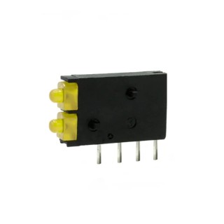 Dialight Yellow Right Angle PCB LED Indicator 5 mm (T-1 3/4), 2 LEDs, 2.1 V, Single Colour 571-0133-100F