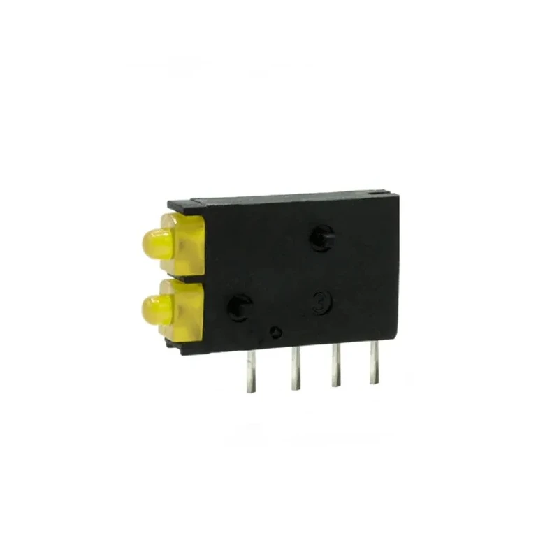 Dialight Yellow Right Angle PCB LED Indicator 5 mm (T-1 3/4), 2 LEDs, 2.1 V, Single Colour 571-0133-100F
