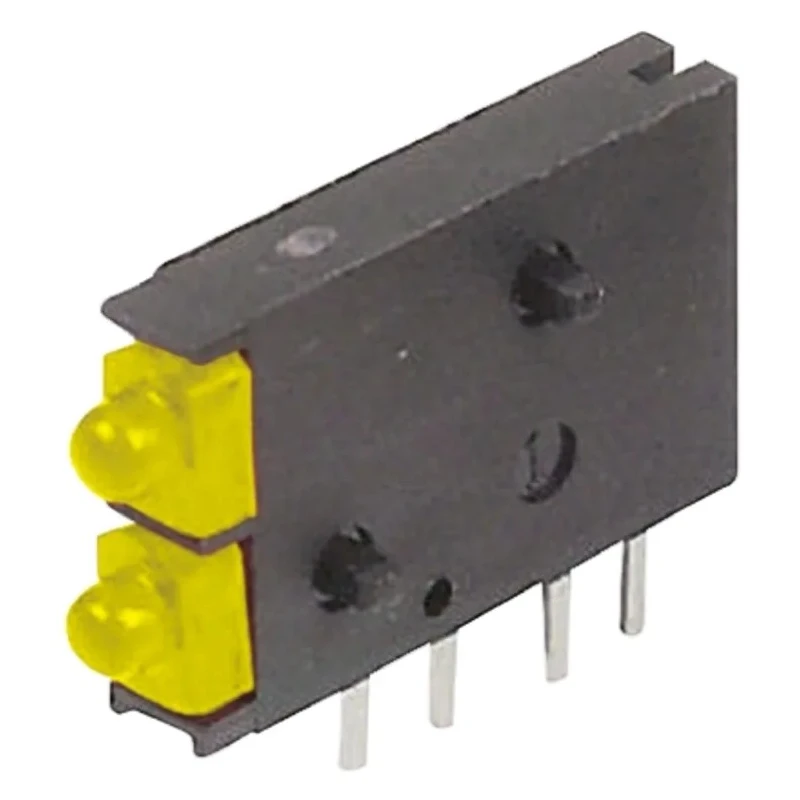 Dialight Yellow Right Angle PCB LED Indicator 5 mm (T-1 3/4), 2 LEDs, 2.1 V, Single Colour 571-0133-100F