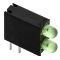 Dialight Green Right Angle PCB LED Indicator 5 mm (T-1 3/4), 2 LEDs 2.8 V Single Colour 553-0122-200F