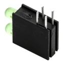 Dialight Green Right Angle PCB LED Indicator 5 mm (T-1 3/4), 2 LEDs 2.8 V Single Colour 553-0122-200F