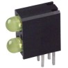 Dialight Yellow Right Angle PCB LED Indicator 5 mm (T-1 3/4), 2 LEDs 2.8 V Single Colour 553-0133-200F