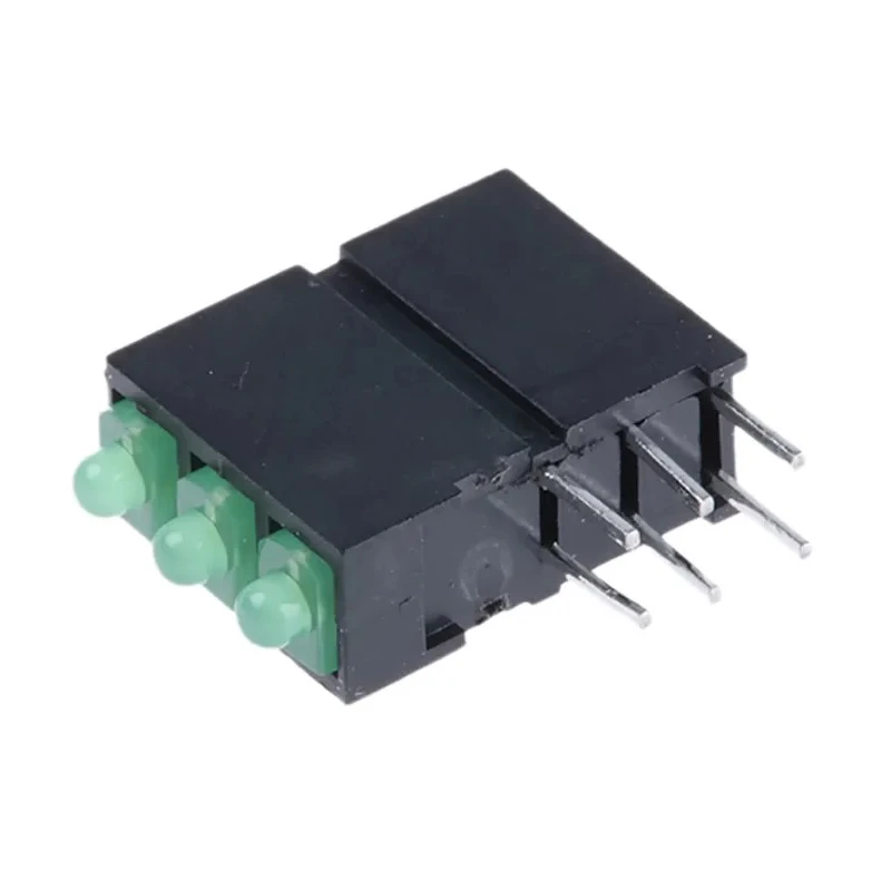 Dialight Green Right Angle PCB LED Indicator 5 mm (T-1 3/4), 3 LEDs 2.5 V Single Colour 570-0100-222F