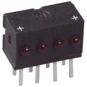 Dialight Red Right Angle PCB LED Indicator 5 mm (T-1 3/4), 4 LEDs, 2 V Single Colour 555-4001F