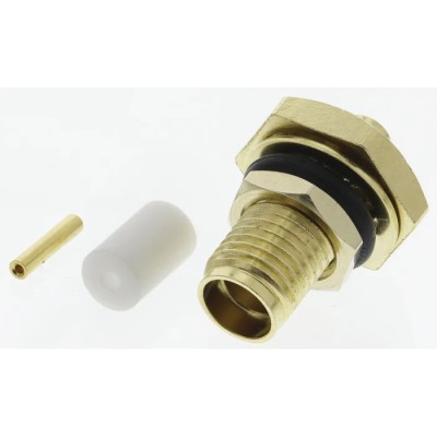 RS PRO Coaxial Connector Panel Mount Female SMA Straight Body Crimp 18GHz Gold Plated 546-3153