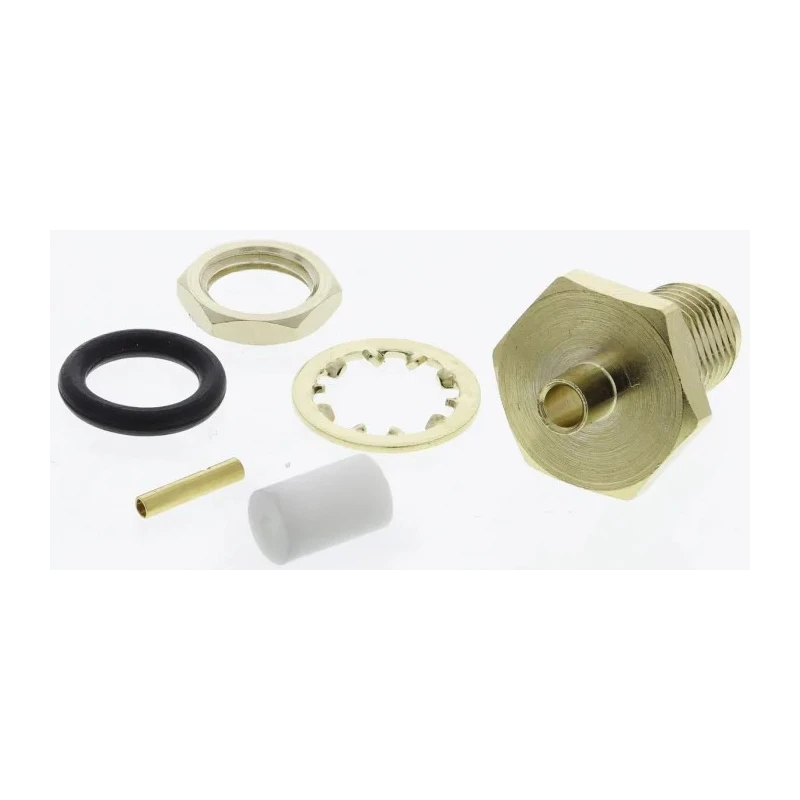 RS PRO Coaxial Connector Panel Mount Female SMA Straight Body Crimp 18GHz Gold Plated 546-3153