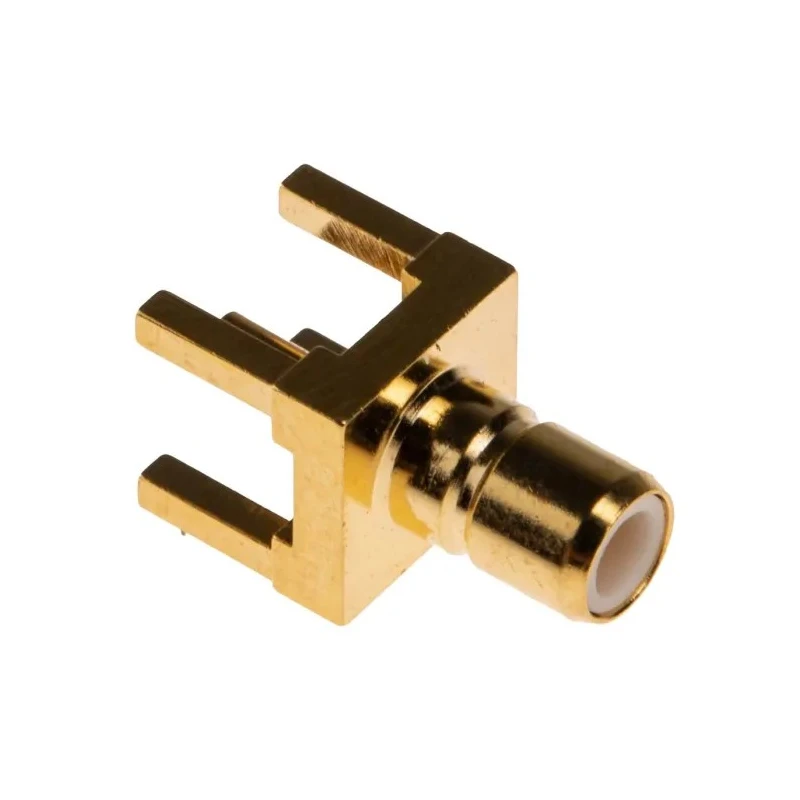 RS PRO Coaxial Connector PCB Mount Female SMB Connector 50 Ω Impedance, Straight Body, Solder Termination, Gold 546-3399