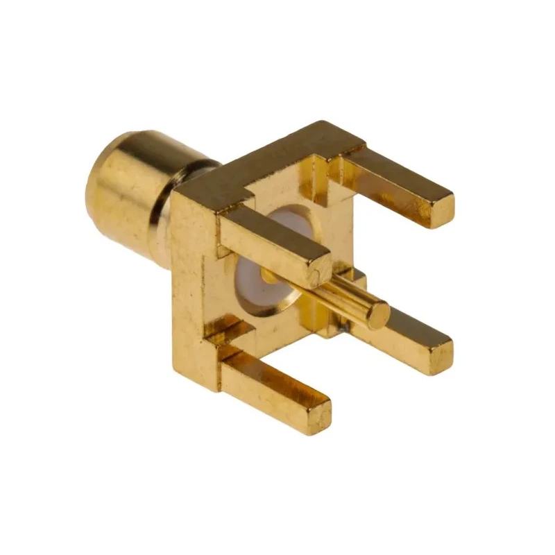 RS PRO Coaxial Connector PCB Mount Female SMB Connector 50 Ω Impedance, Straight Body, Solder Termination, Gold 546-3399