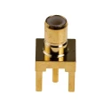 RS PRO Coaxial Connector PCB Mount Female SMB Connector 50 Ω Impedance, Straight Body, Solder Termination, Gold 546-3399