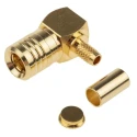 RS PRO 50 Ω Right Angle Coaxial Connector Cable Male SMB, Gold Plated, Crimp Termination RG174A/U 4GHz 546-3377