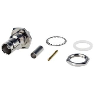 RS PRO Coaxial Connector Panel Mount Female BNC 75 Ω Straight Body Crimp 546-3923