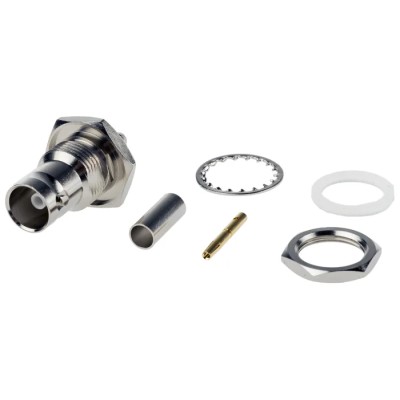 RS PRO Coaxial Connector Panel Mount Female BNC 75 Ω Straight Body Crimp 546-3923