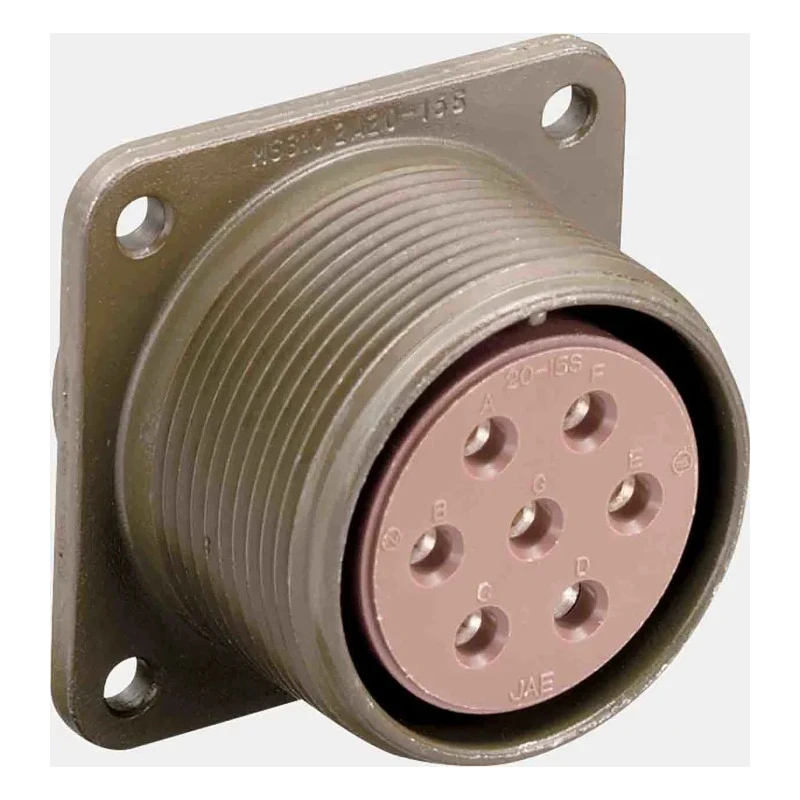 JAE Copper Alloy Straight 10 Way Box Mount MIL Spec Circular Connector Female Contacts Black Shell Size 18 N/MS3102A18-1S