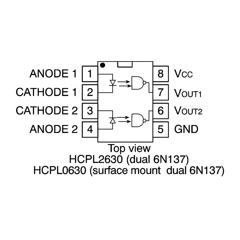 Broadcom DC Input Optocoupler, Through Hole, 8-Pin SOIC HCPL-0600-000E