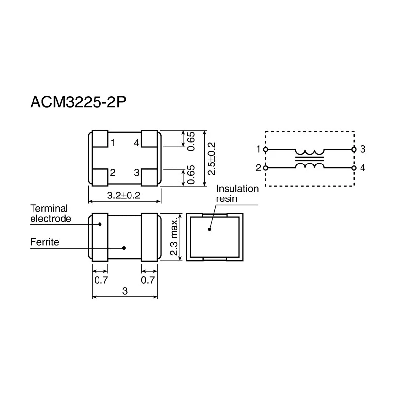 TDK Surface Mount Common Mode Line Filter with Ferrite Core, 400 mA Idc, 2012 Case ACM2012