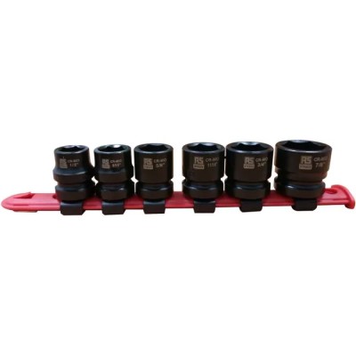 RS PRO 6-Piece 1/2 in Impact Socket Set Chrome Molybdenum Steel Blackened Finish 125-0929