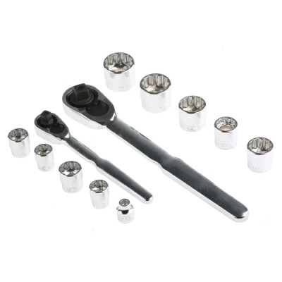 RS PRO 35-Piece 3/8 in Low Profile Socket Set Chrome Vanadium Steel 3/8 in Drive 125-0927